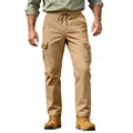 Detalle de los pantalones cargo caqui para hombre con bolsillos laterales y cordón ajustable. - XS / Bottoms / Caqui