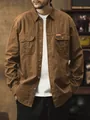 Chemise de travail marron pour hommes à manches longues avec deux poches de poitrine - XS / Tops / Brun Foncé