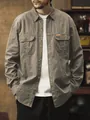 Chemise de travail homme gris olive de style américain avec poches multifonctionnelles - XS / Tops / Camel