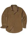 Camicia da uomo in velluto a coste marrone, stile retrò con tasche sul petto e coste - XS / Tops / Cachi
