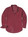 Camicia da uomo vintage in velluto a coste bordeaux con doppie tasche sul petto - XS / Tops / Rosso