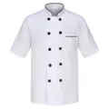 Giacca da cuoco professionale bianca a maniche corte con bottoni a doppio petto e collo - XS / Tops / Bianco