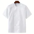 Giacca da cuoco bianca a maniche corte con design doppiopetto e taschino sul petto - XS / Tops / Bianco