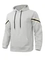 Men's casual jacquard knit heavy weight hoodie with striped sleeves in light grey color - S / Tops / White