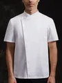 Professioneel wit koksbuis met korte mouwen, ademende stof en moderne opstaande kraag. - XS / Tops / Wit