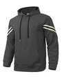 Men's heavy-weight jacquard hooded sweatshirt with striped sleeves in dark gray - S / Tops / Gray