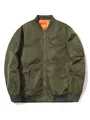 Giacca bomber da uomo verde oliva con fodera arancione e tasca utility sulla manica - XS / Tops / Verde Militare