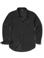 Camicia classica da uomo in velluto a coste nero a maniche lunghe con taschini sul petto - XS / Tops / Nero