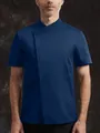 Premium marineblauwe ademende koksbuis met korte mouwen en een minimalistische kraag - XS / Tops / Marineblauw