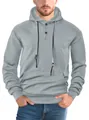 Sweat à capuche jacquard gris pour homme avec col boutonné et poche kangourou. - S / Top (MJ-01) / Gris