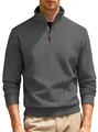 Maglione da uomo grigio classico con mezza zip e trama jacquard per stile casual - S / Tops / Grigio melange scuro