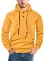 Sweat à capuche décontracté jaune pour homme avec motif jacquard et détail de col boutonné - S / Top (MJ-01) / Jaune