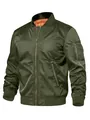 Giacca bomber da uomo verde oliva con fodera arancione e tasca sulla manica. - S / Tops / Verde Militare