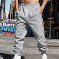 Pantaloni della tuta grigi da uomo foderati in pile con strisce laterali per l'inverno - S / Bottoms / Grigio chiaro
