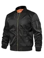 Giacca bomber nera da uomo di alta qualità con fodera arancione e zip dorate lucide - S / Parte Superiore (076 Stile con Patta) / Nero