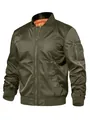 Giacca bomber da uomo verde oliva classica con fodera arancione e tasca sulla manica - S / Parte Superiore (076 Stile con Patta) / Verde Militare