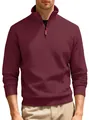 Felpa bordeaux da uomo di alta qualità in jacquard pesante con design a collo alto classico - S / Tops / Borgogna