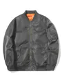 Dunkelgraue Bomberjacke für Herren mit orangefarbenem Futter und Ärmeltasche - XS / Tops / Grau