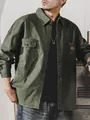Camisa para hombre de algodón verde oliva estilo militar de manga larga con varios bolsillos - XS / Tops / Verde Militar