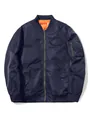 Klassische marineblaue Herren-Fliegerjacke mit orangefarbenem Steppfutter - XS / Tops / Marineblau
