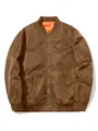 Herren Bomberjacke im US-Stil in klassischem Kaffeebraun mit orangefarbenem Futter - XS / Tops / Karamell