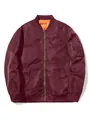 Classica giacca bomber bordeaux da uomo con fodera arancione e tasca sulla manica - S / Tops / Borgogna