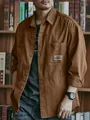 Camicia da lavoro vintage da uomo color marrone caffè a maniche lunghe, vestibilità comoda - XS / Tops / Marrone Scuro