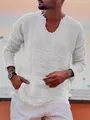 Camicia da uomo in cotone bianco con scollo a V sfilacciato e texture casual - XS / Tops / Bianco