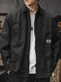 Chemise de travail vintage en coton noir pour homme avec poche et étiquette de poitrine - XS / Tops / Noir