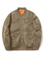 Herren Bomberjacke in Khaki mit klassischem orangefarbenem Futter und Ärmeltasche - XS / Tops / Khaki