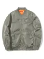 Klassische salbeigrüne Herren-Fliegerjacke mit leuchtend orangefarbenem Futter und Ärmeltasche - XS / Tops / Matcha-Grün