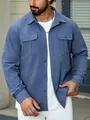 Giacca camicia da uomo in velluto a coste blu stile casual vintage outdoor abbigliamento. - XS / Tops / Blu