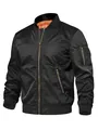 Modische schwarze Bomberjacke für Herren mit goldenen Reißverschlüssen und Futter - S / Tops / Schwarz Neuer Stil mit Reißverschlusstasche