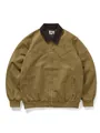 Giacca Detroit vintage da uomo in cachi con colletto in velluto e tela lavata - S / Tops / Marrone Scuro