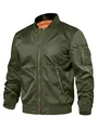 Giacca bomber uomo verde oliva classica con fodera arancione e tasca sulla manica - S / Tops / Verde Militare Nuovo Stile con Tasca con Cerniera