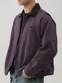 Veste Detroit violette pour homme avec col en velours côtelé en toile lavée robuste - M / Tops / Violet