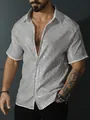 Camicia da uomo con paillettes argento, maniche corte e colletto bianco per feste di gala - XS / Tops / Argento
