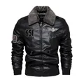 Giacca da uomo in ecopelle nera con collo in pile grigio e ricami ricchi di stile - 3XL / Parte Superiore (2378) / Nero