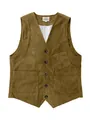 Gilet da uomo classico in velluto a coste marrone con tasche funzionali e scollo a V vintage - XS / Top / Oliva