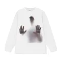 Weißes schweres Baumwoll-Langarm-T-Shirt mit künstlerischem 'Break Silence' Grafikprint - M / Tops / Weiß Langarm