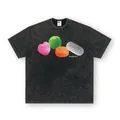 Schweres, gewaschenes graues Streetwear-T-Shirt mit farbenfrohem 'YOU NEED ME BABY'-Grafikdruck - S / Tops / T-Shirts / Gewaschenes Schwarz