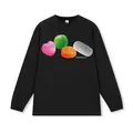 Street style heavy cotton black long sleeve T-shirt featuring YOU NEED ME BABY candy graphic - M / Tops / Long Sleeve / Black