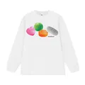 White heavy cotton long-sleeve T-shirt featuring a vibrant colorful candy graphic print - M / Tops / Long Sleeve / White