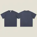 Heavyweight 300g double yarn navy blue cotton T-shirt with a small crew neck design - S / Tops / Dark Gray