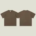 Premium 300g heavy cotton unisex brown short-sleeved T-shirt with small neckline design - S / Tops / Brown