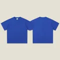Heavyweight 300g royal blue cotton t-shirt with small crew neck for men and women - S / Tops / Sapphire Blue