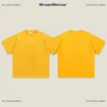 Heavyweight 300g yellow pure cotton t-shirt with small crew neck from BreakSilence brand - S / Tops / Yellow