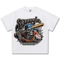 Lockeres weißes T-Shirt im American Street Style mit Vintage Baseball Skelett Grafikdesign - S / Tops / Weiß