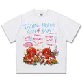 Schweres weißes Baumwoll-T-Shirt mit rotem Teufels-Graffiti und urbaner Illustration. - S / Tops / Weiß
