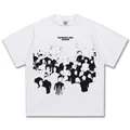 T-shirt bianca pesante con stampa grafica astratta della folla in stile streetwear - S / Tops / Bianco
